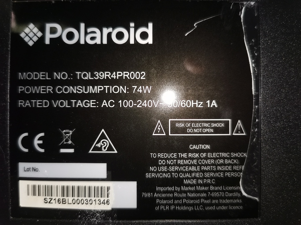 POLAROID TKL39R4PR002 CARTE PRINCIPALE ALIMENTATION MERE CV9203H-A42 TQL39R4PR002 1617B