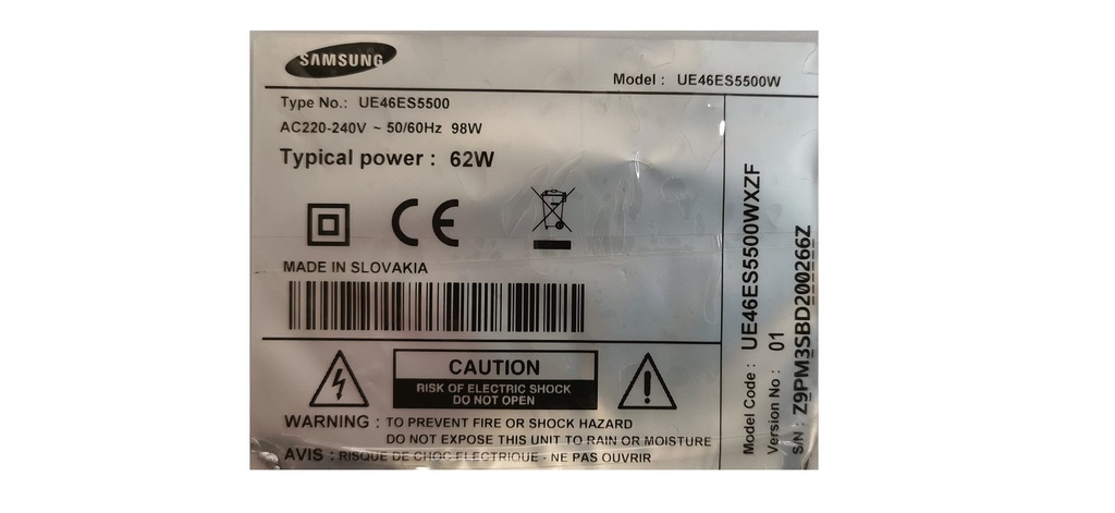 SAMSUNG UE46ES5500 – Carte alimentation PD46A1_CSM BN44-00502A REV1.2