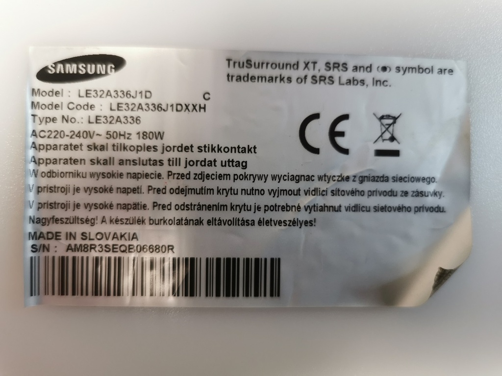 SAMSUNG LE32A336J1D CARTE ALIMENTATION BN44-00208A