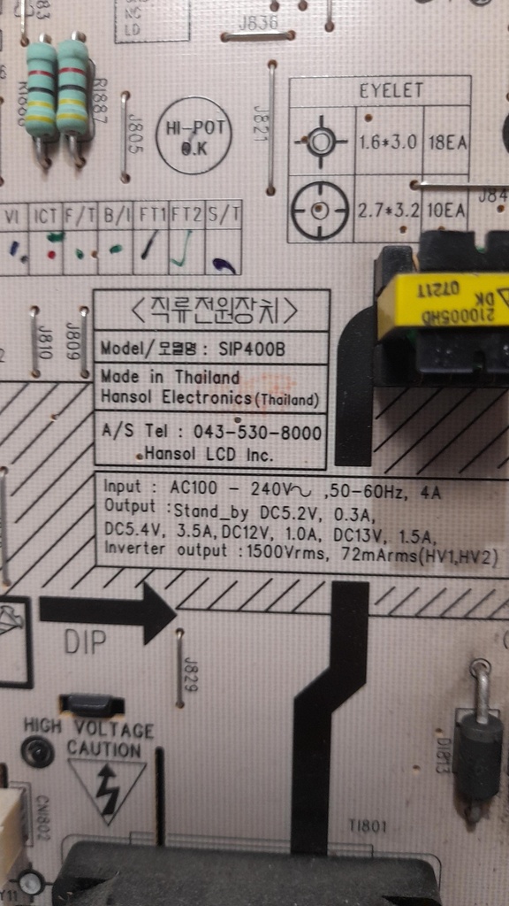 SAMSUNG LE37A456C2 CARTE ALIMENTATION SIP400B