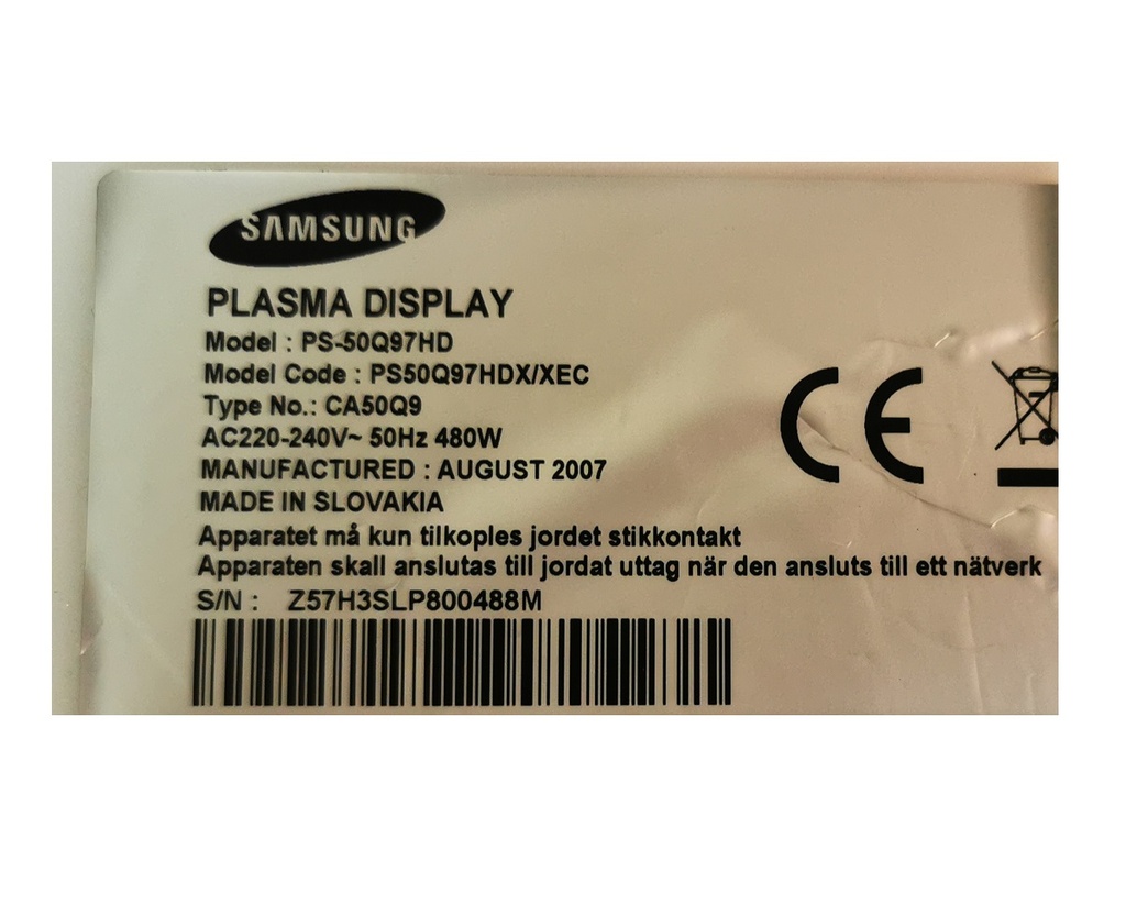 SAMSUNG PS50Q97HD CARTE T-CON LGE PDP 060915 50X4 CTRL 6870QCC119A