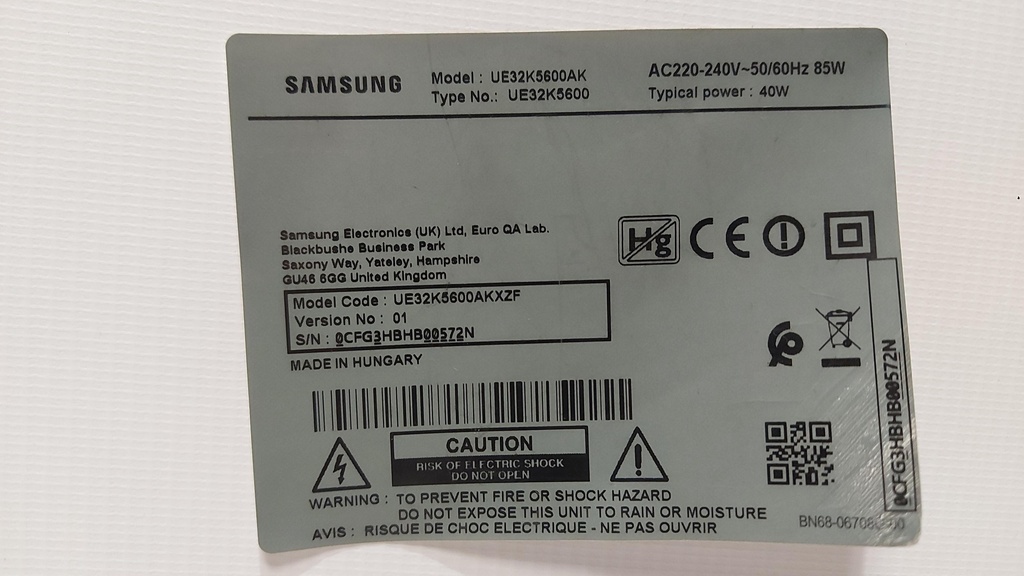 SAMSUNG UE32K5600KXZF CARTE MERE BN41-02534B BN94-1107A