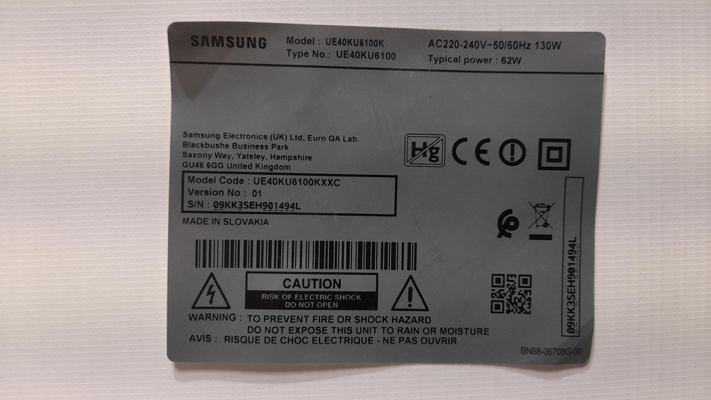 SAMSUNG UE40KU6100K CARTE ALIMENTATATION BN-44-00802A L40S6_FDY