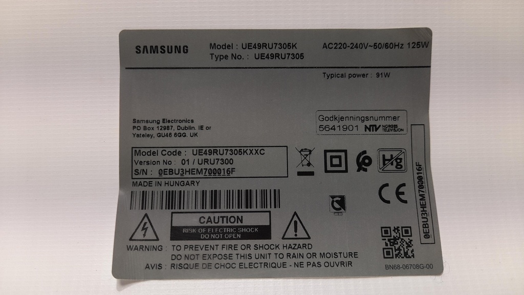 SAMSUNG UE49RU7305K CARTE ALIMENTATION BN44-00932 S / Q / R