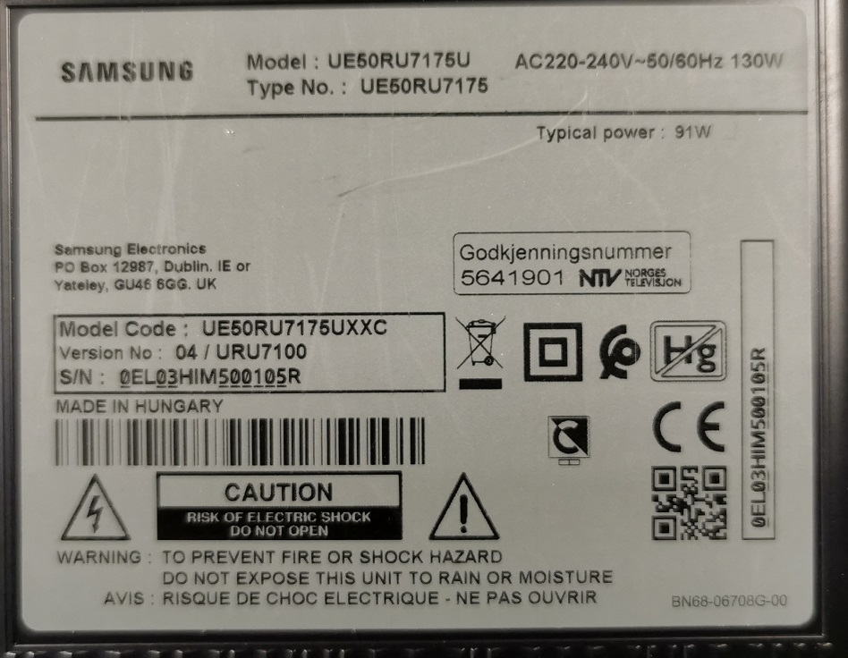 SAMSUNG UE50RU7175U CARTE MERE BN41-02703A BN41-02703