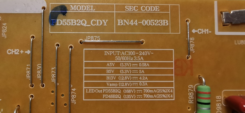 SAMSUNG UE55ES7000 CARTE ALIMENTATION PD55B2Q_CDY BN44-00523B