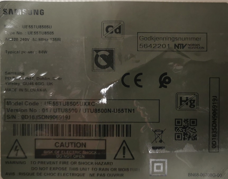 SAMSUNG UE55TU8505U CARTE MERE BN41-02756B