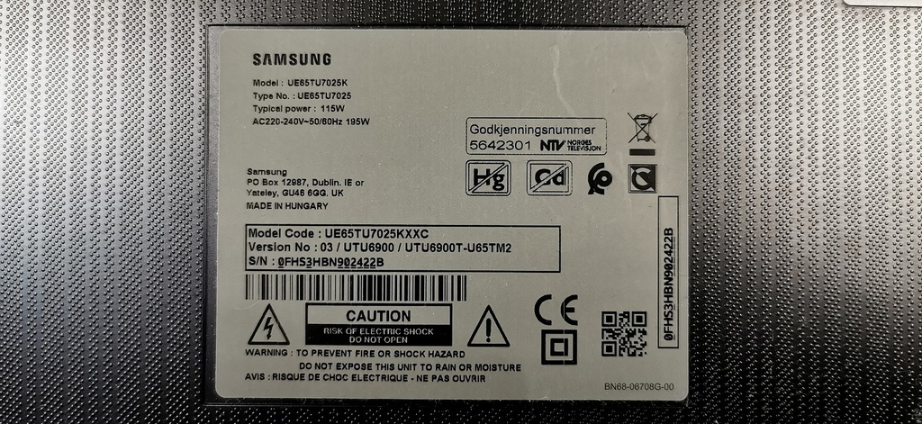 SAMSUNG UE65TU7025K 2 HAUT PARLEURS