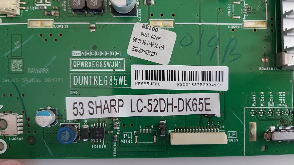 SHARP LC-52DH-DK65E CARTE MERE QPWBXE685WJN1 DUNTKE685WE