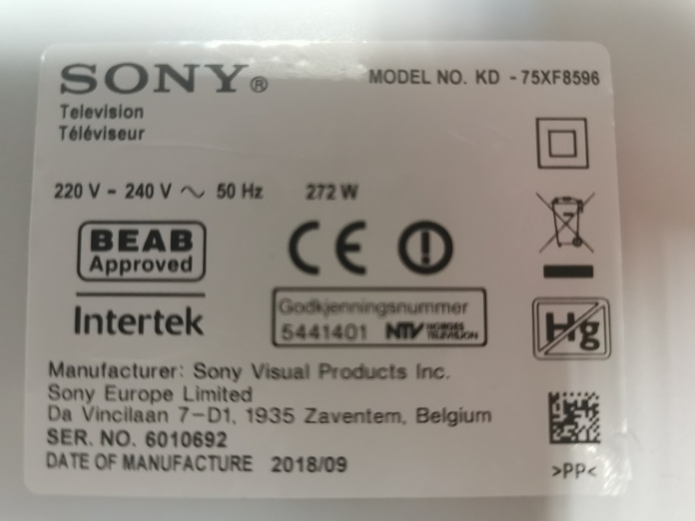 SONY KDL-75XF8596 CARTE ALIMENTATION AP-P348AM 2955047003