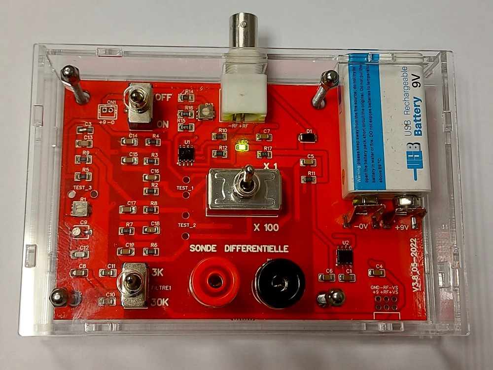 Sonde différentielle haute tension électronique pour oscilloscope de Jacque Audet Semi-Kit à monter soi-même SANS BOÎTE