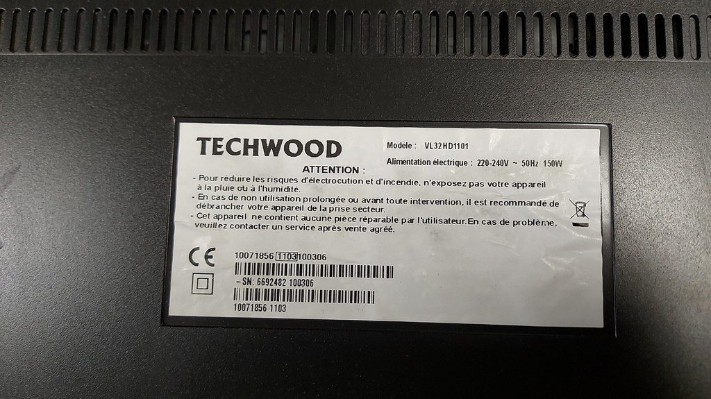 TECHWOOD VL32HD1101 CARTE INVECTEUR LC320WXN 6632L-0627A