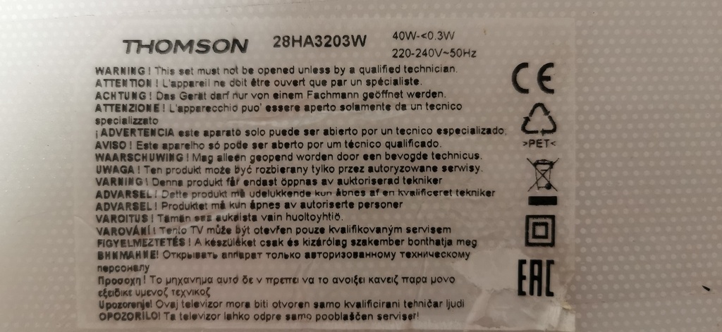 THOMSON 28HA3203W CARTE MERE CARTE ALIMETATION PRINCIPALE MT31EPA 40-MT31EPA-MAB2HG