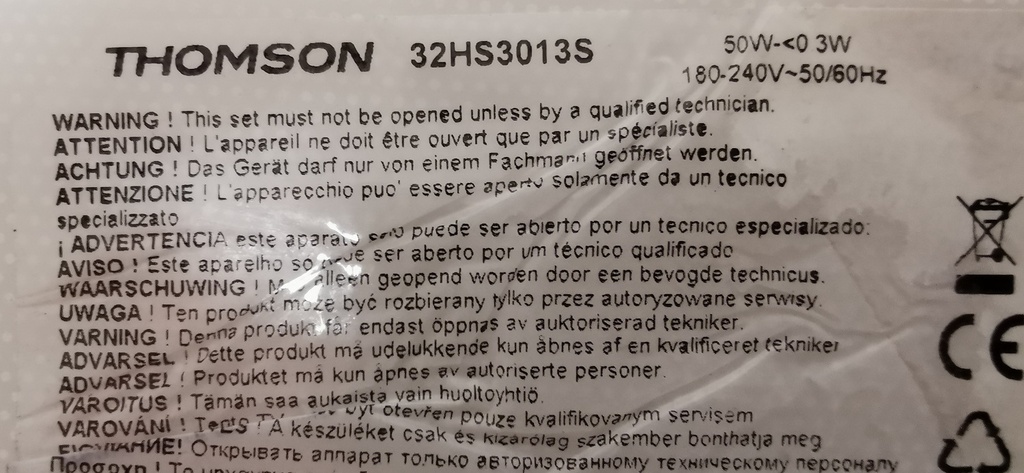 THOMSON 32HS3013S CARTE BOUTON ON OFF IR