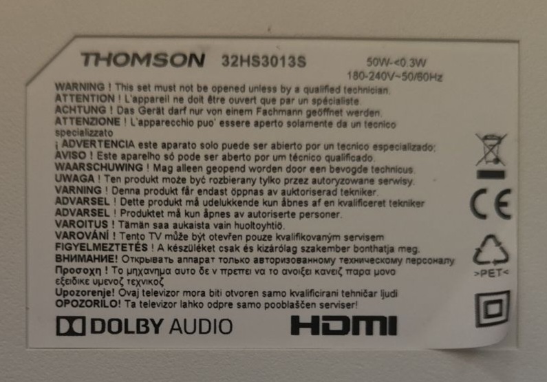 THOMSON 32HS3013S CARTE MERE CARTE ALIMETATION PRINCIPALE 40-MT31EPA-MAC2HG