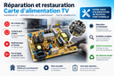 Service réparation restauration dépannage carte électronique alimentation de télévision Tv Télé, ELECTRONIQUE 66 Pyrénées Orientales