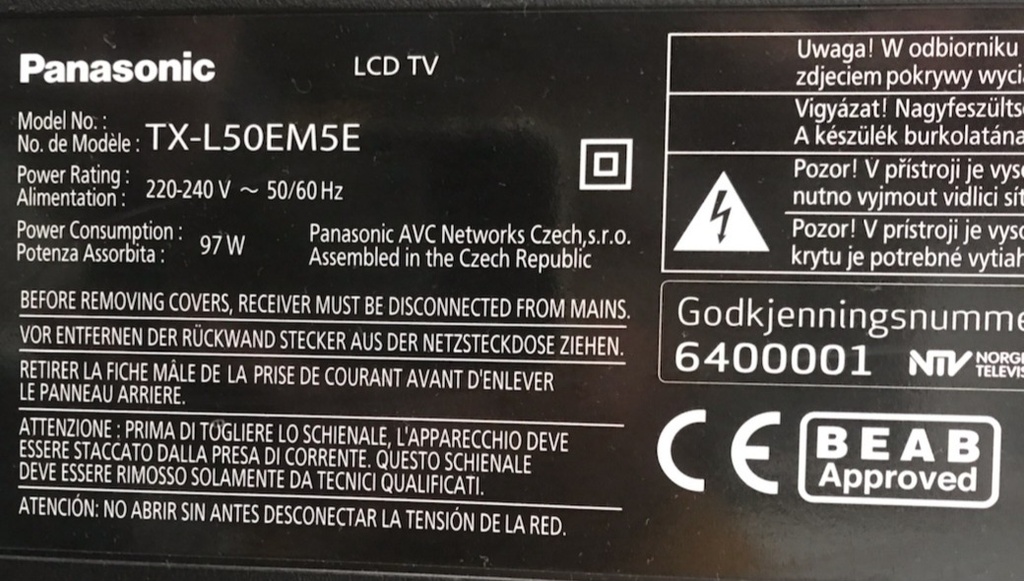 41 PANASONIC TX-L50EM5E CARTE ALIMENTATION TNP4G532