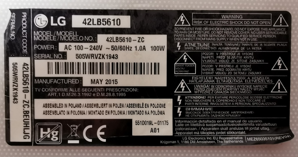 LG 42LB5610 CARTE T-CONT 420HVN06.1