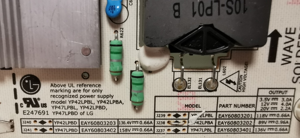 LG 42LE5310 CARTE ALIMENTATION YP42LPBA EAY60803202