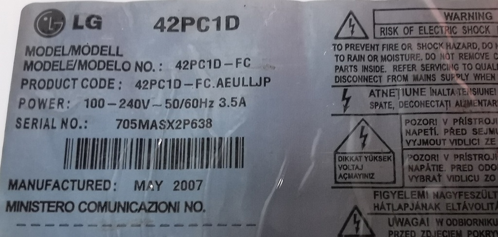 LG 42PC1D CARTE Z LGEPDP 060608 42X3_Z EAX31503201