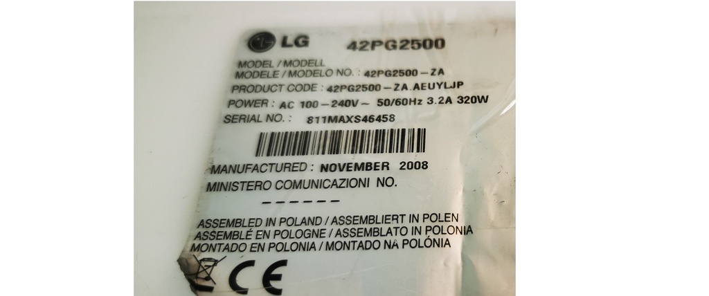 LG 42PG2500 CARTE ALIMENTATION PSC10229C EAX43509401