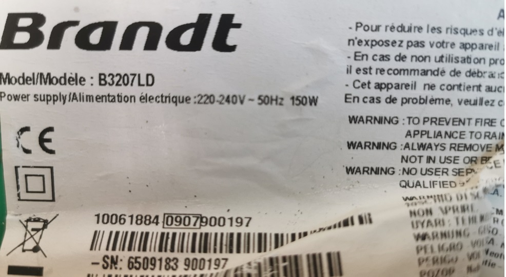 BRANDT B3207LD CARTE INVERTER SSI320_4UA01