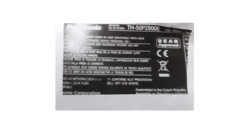 PANASONIC TH-50PZ800E ALIMENTATION ETX2MM704MG NPX704MGA-1