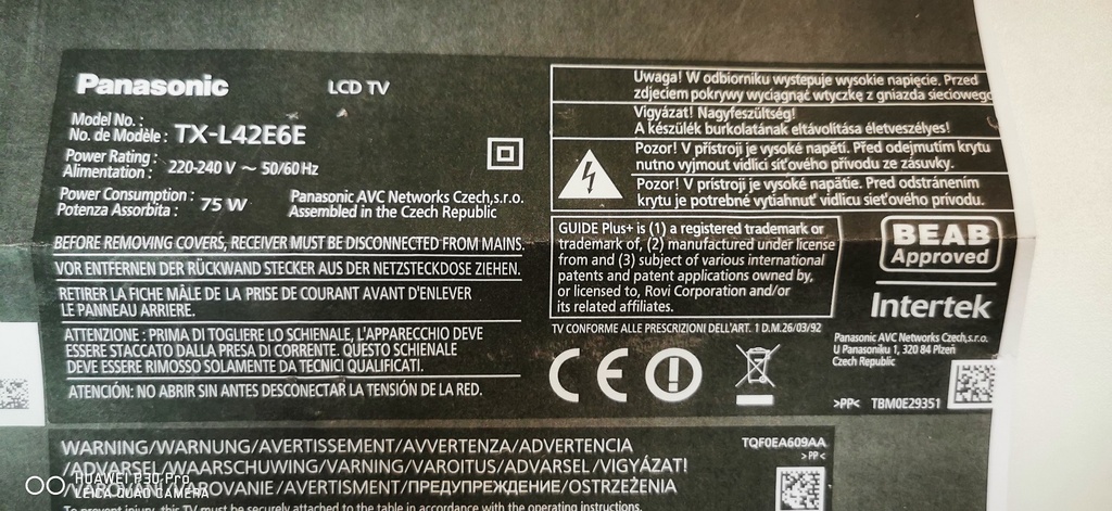 PANASONIC TX-L42E6E CARTE MERE TNPH1041 1 A