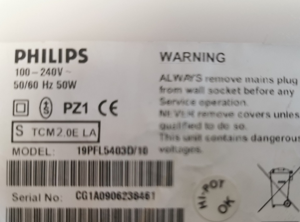 PHILIPS 19PFL5403D/10 BOUTON IR