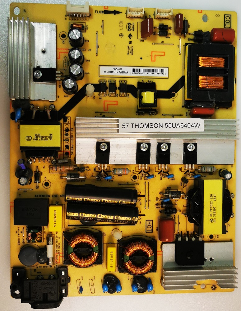 THOMSON 55UA6404W CARTE ALIMENTATION 40-LH9211-PWB1XG 1642 08-lH921J1-PW220AA