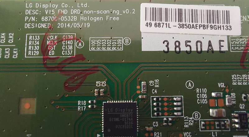 LG 49LF540V – Carte T-CON 6870C-0532B