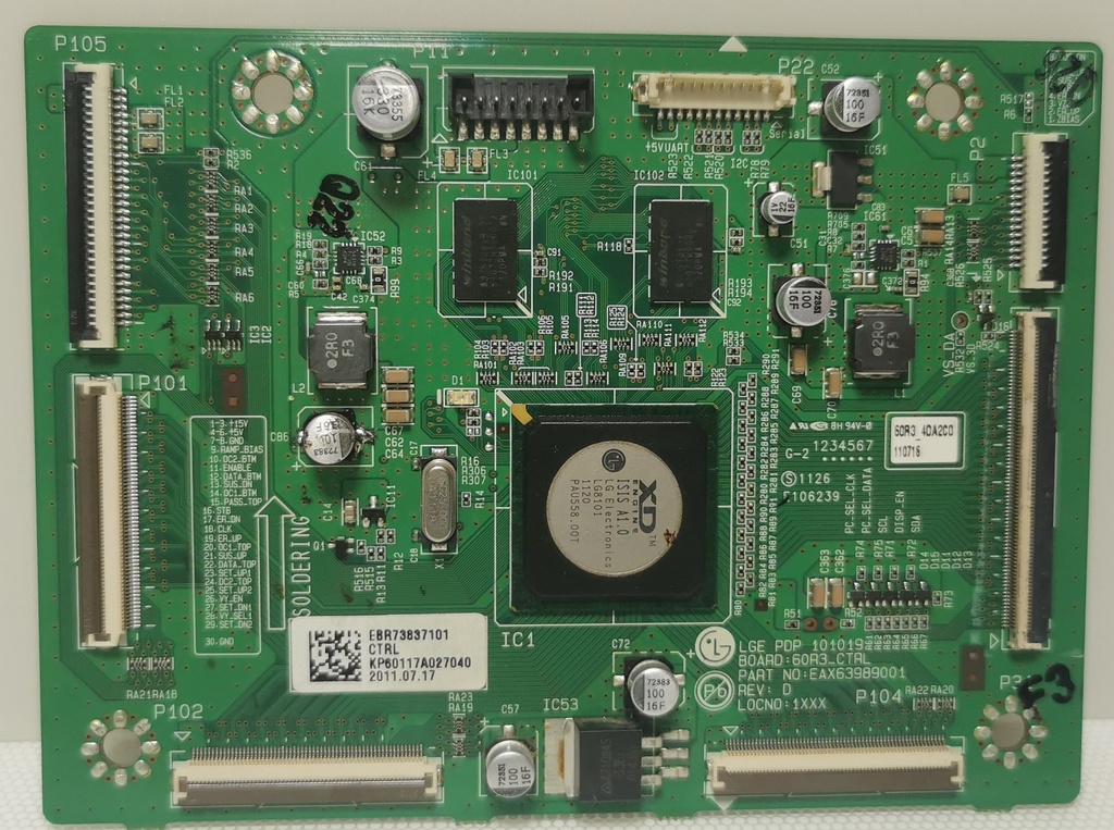 LG 60PV250 CARTE T-CON LGE PDP 101019 BOARD 60R3_CTRL EAX63989001