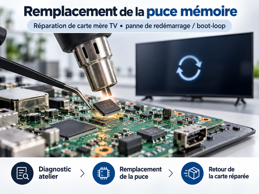 Remplacement de la puce mémoire – Carte mère de téléviseur
